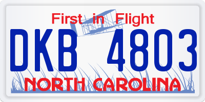 NC license plate DKB4803