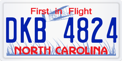 NC license plate DKB4824