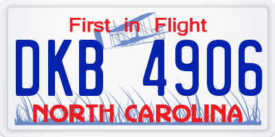 NC license plate DKB4906