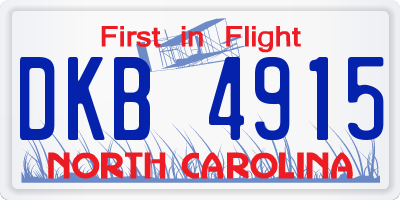 NC license plate DKB4915