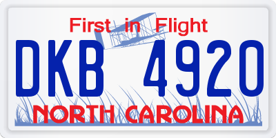 NC license plate DKB4920