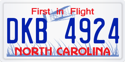NC license plate DKB4924