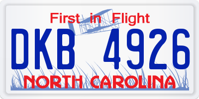 NC license plate DKB4926