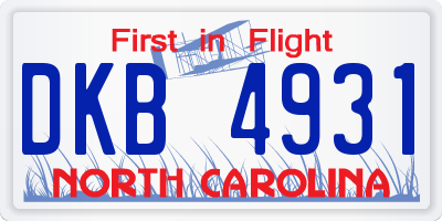 NC license plate DKB4931