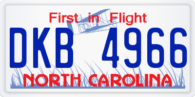 NC license plate DKB4966