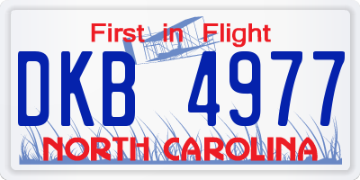 NC license plate DKB4977