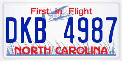 NC license plate DKB4987