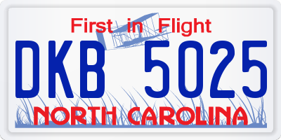 NC license plate DKB5025
