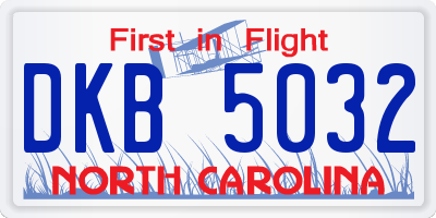 NC license plate DKB5032