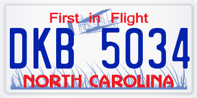NC license plate DKB5034
