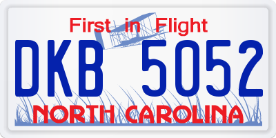 NC license plate DKB5052