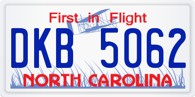 NC license plate DKB5062