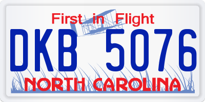 NC license plate DKB5076