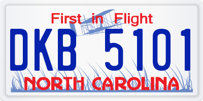 NC license plate DKB5101