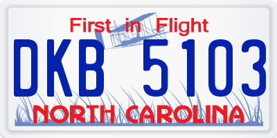 NC license plate DKB5103