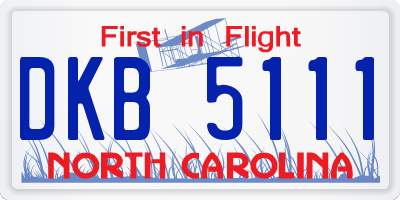NC license plate DKB5111