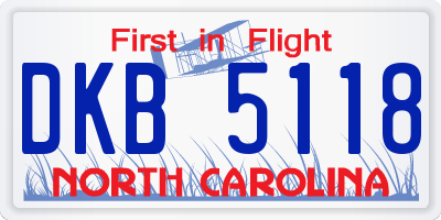 NC license plate DKB5118