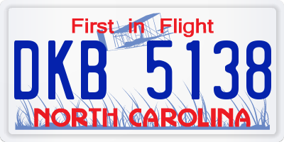 NC license plate DKB5138