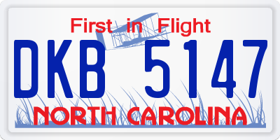 NC license plate DKB5147