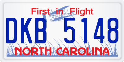 NC license plate DKB5148
