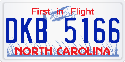 NC license plate DKB5166