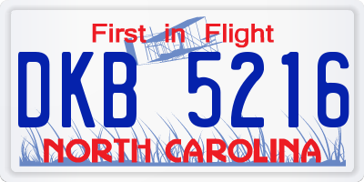 NC license plate DKB5216