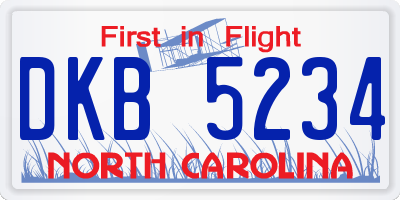 NC license plate DKB5234