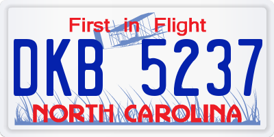 NC license plate DKB5237