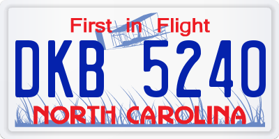 NC license plate DKB5240
