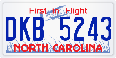NC license plate DKB5243