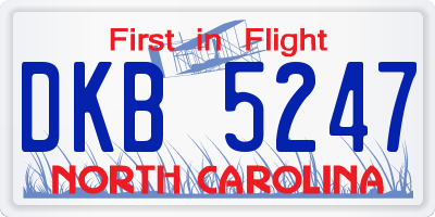 NC license plate DKB5247
