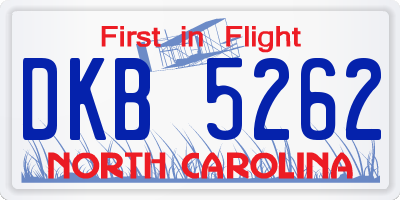 NC license plate DKB5262