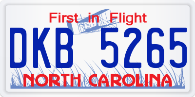 NC license plate DKB5265