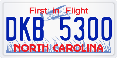 NC license plate DKB5300