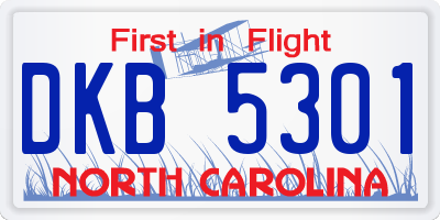 NC license plate DKB5301