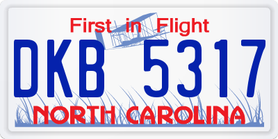 NC license plate DKB5317