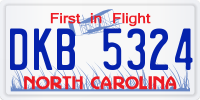 NC license plate DKB5324