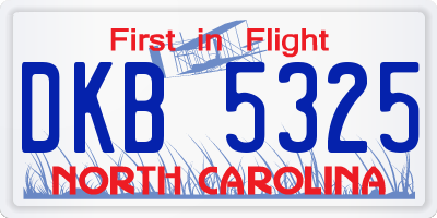 NC license plate DKB5325