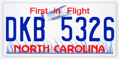 NC license plate DKB5326