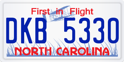 NC license plate DKB5330