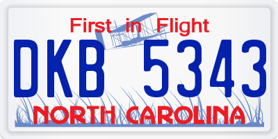 NC license plate DKB5343