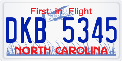 NC license plate DKB5345
