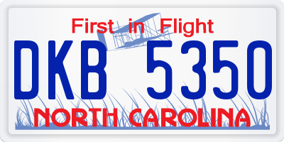 NC license plate DKB5350