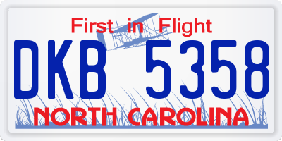 NC license plate DKB5358