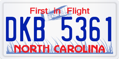 NC license plate DKB5361