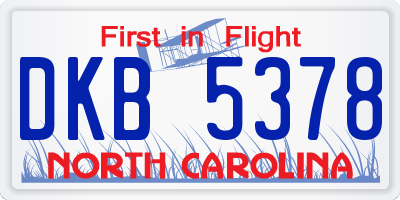 NC license plate DKB5378