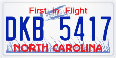 NC license plate DKB5417