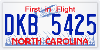 NC license plate DKB5425