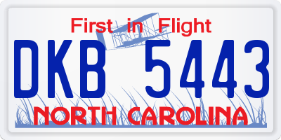 NC license plate DKB5443