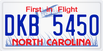 NC license plate DKB5450